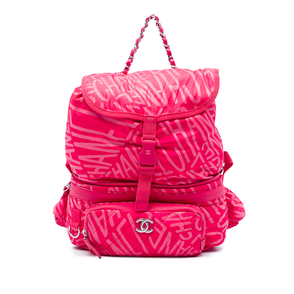 Pre-Loved Chanel Printed Nylon Coco Neige Convertible Backpack